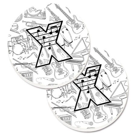 Carolines Treasures Letter x Musical Note Letters Set of 2 Cup Holder Car Coaster CJ2007-XCARC